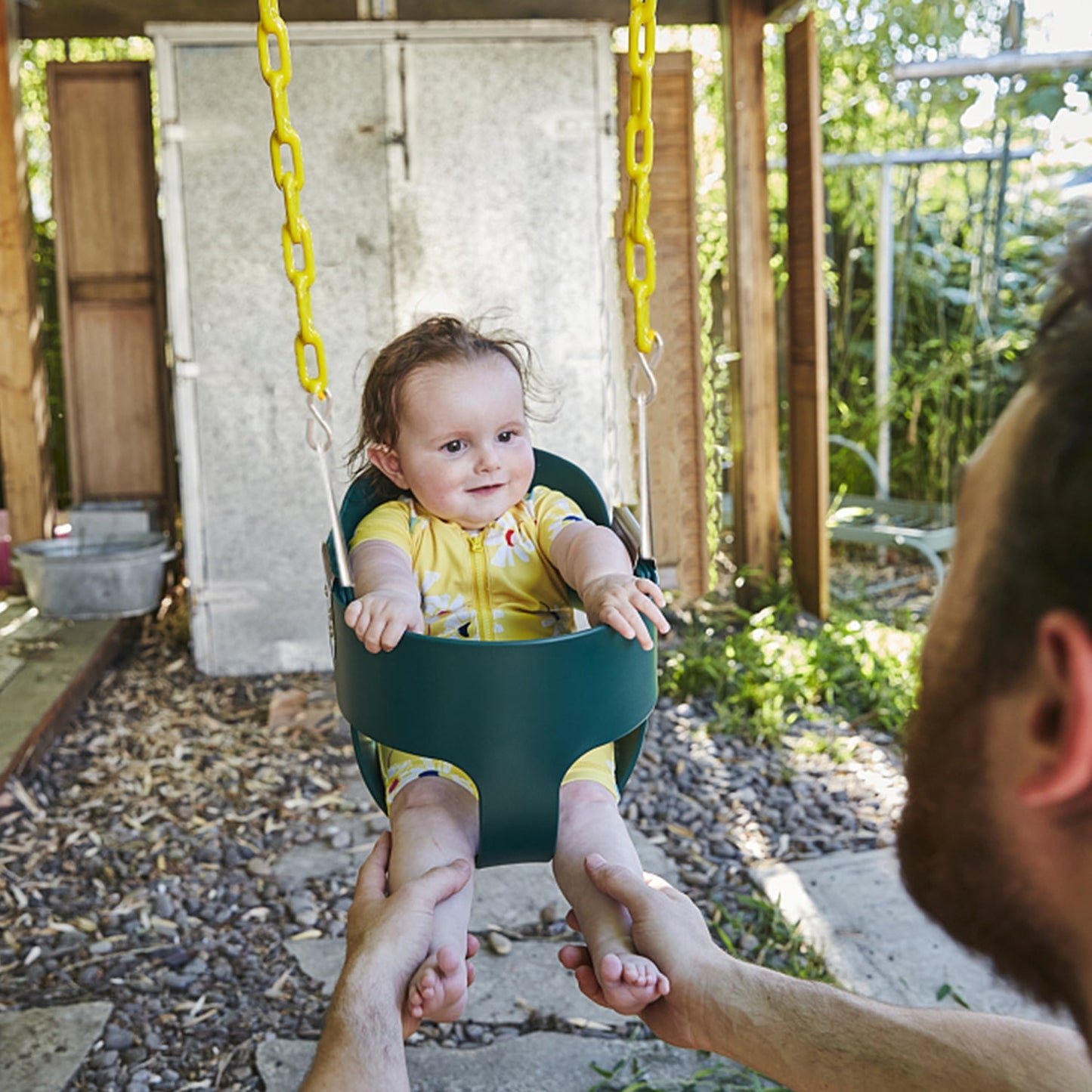 High Back Toddler Bucket Swing Seat with Coated Chains, Heavy Duty Kids Swing Seat Fully Assembled, Green