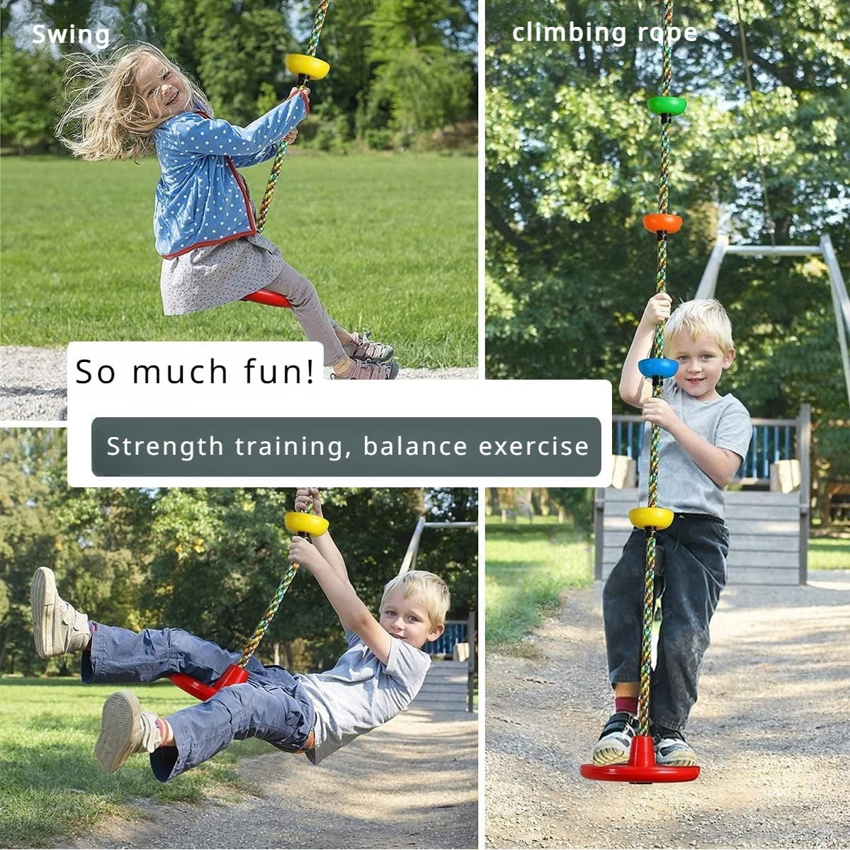 Rope Swings for Kids, climbing Ropes Tree Swing with Platforms and Carabiner for Accessories Playground