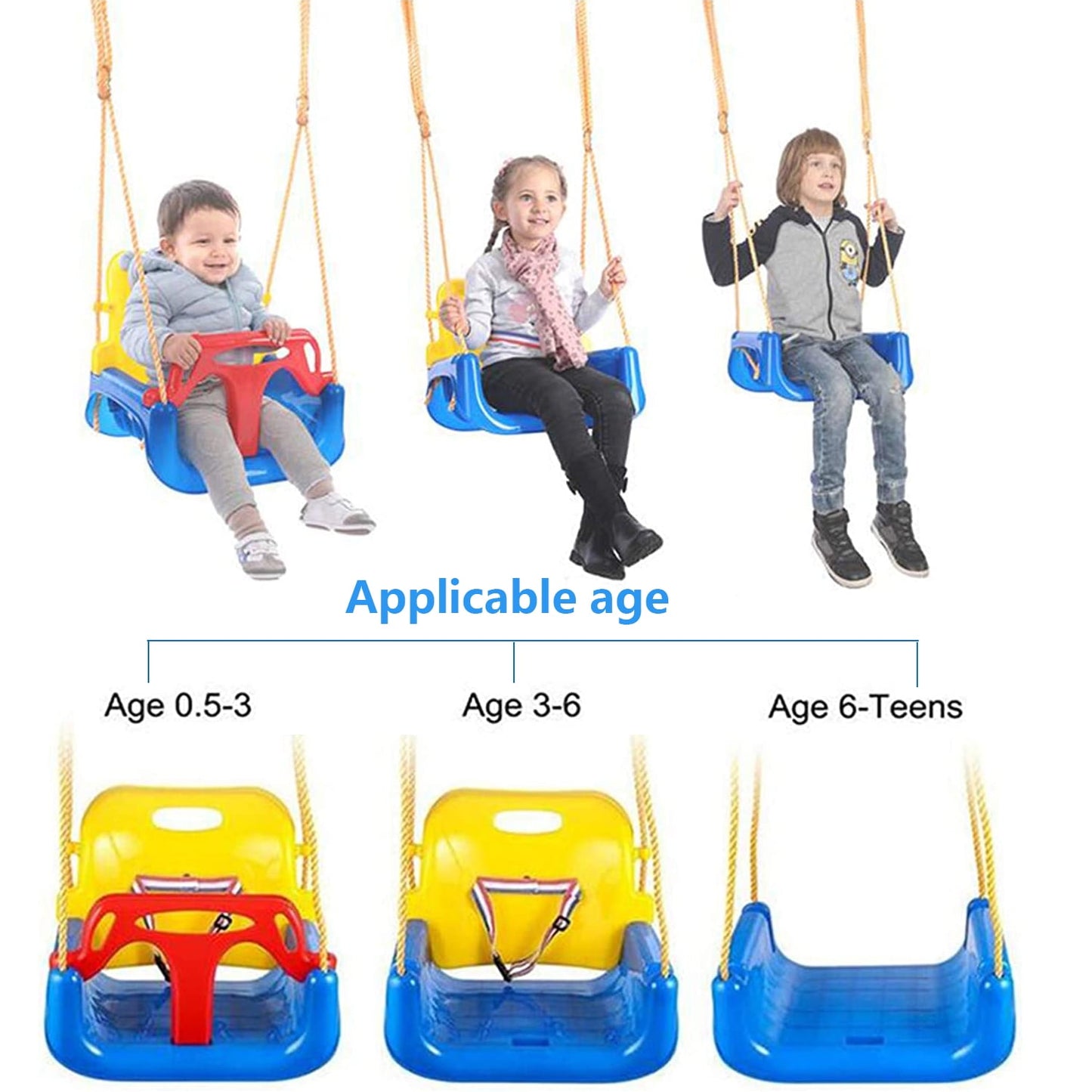Swing 3 in 1 Seat Hanging Swing Set for Playground Swing Set Full Bucket