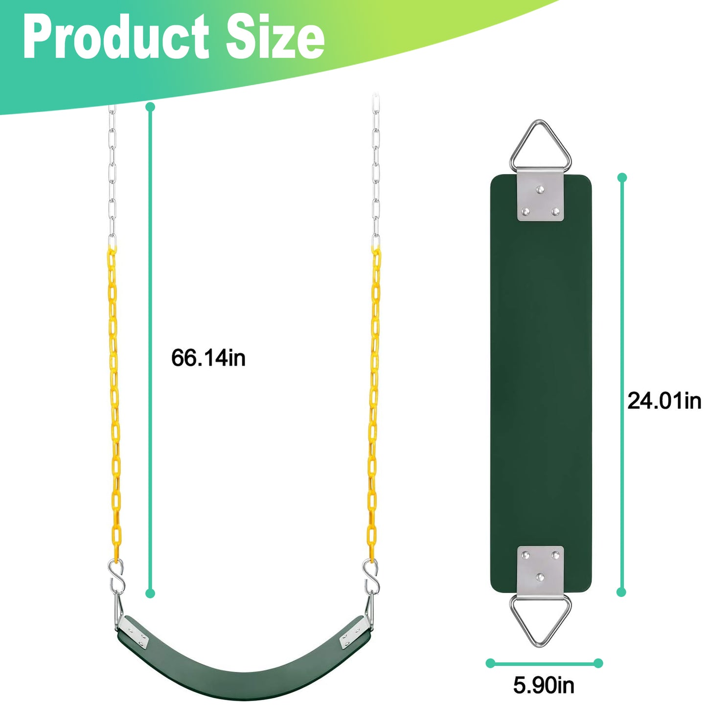 Celawork Heavy Duty Swing Seat, Outdoor Child Board U-Swing, for Children and Adults, Green