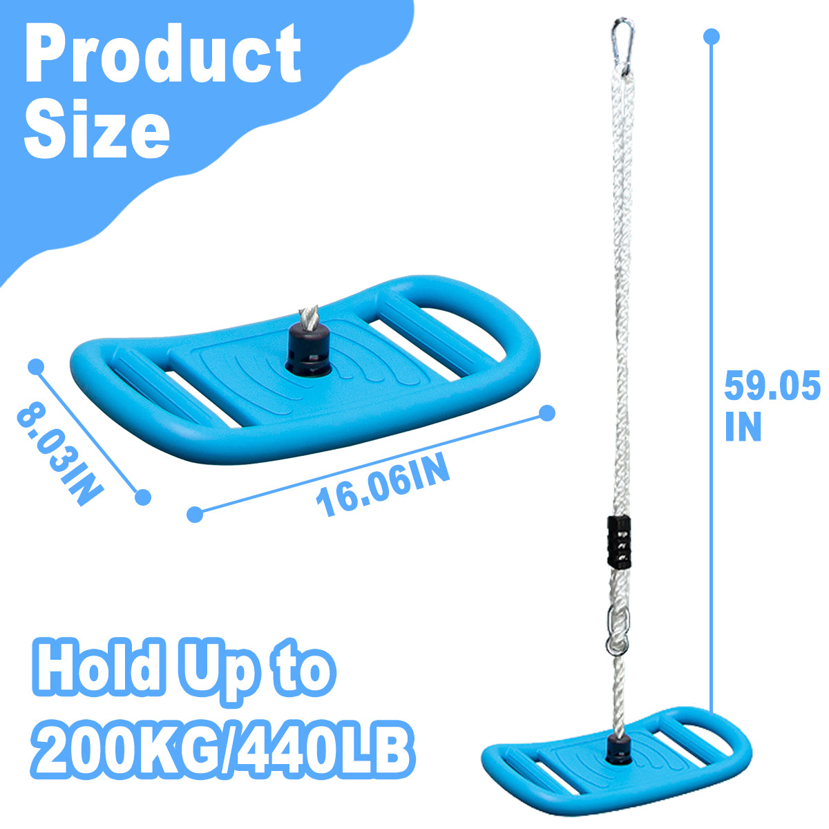 Rope Swing for kids, 3 in 1 kids Swing Monkey Bar for Backyard, Blue