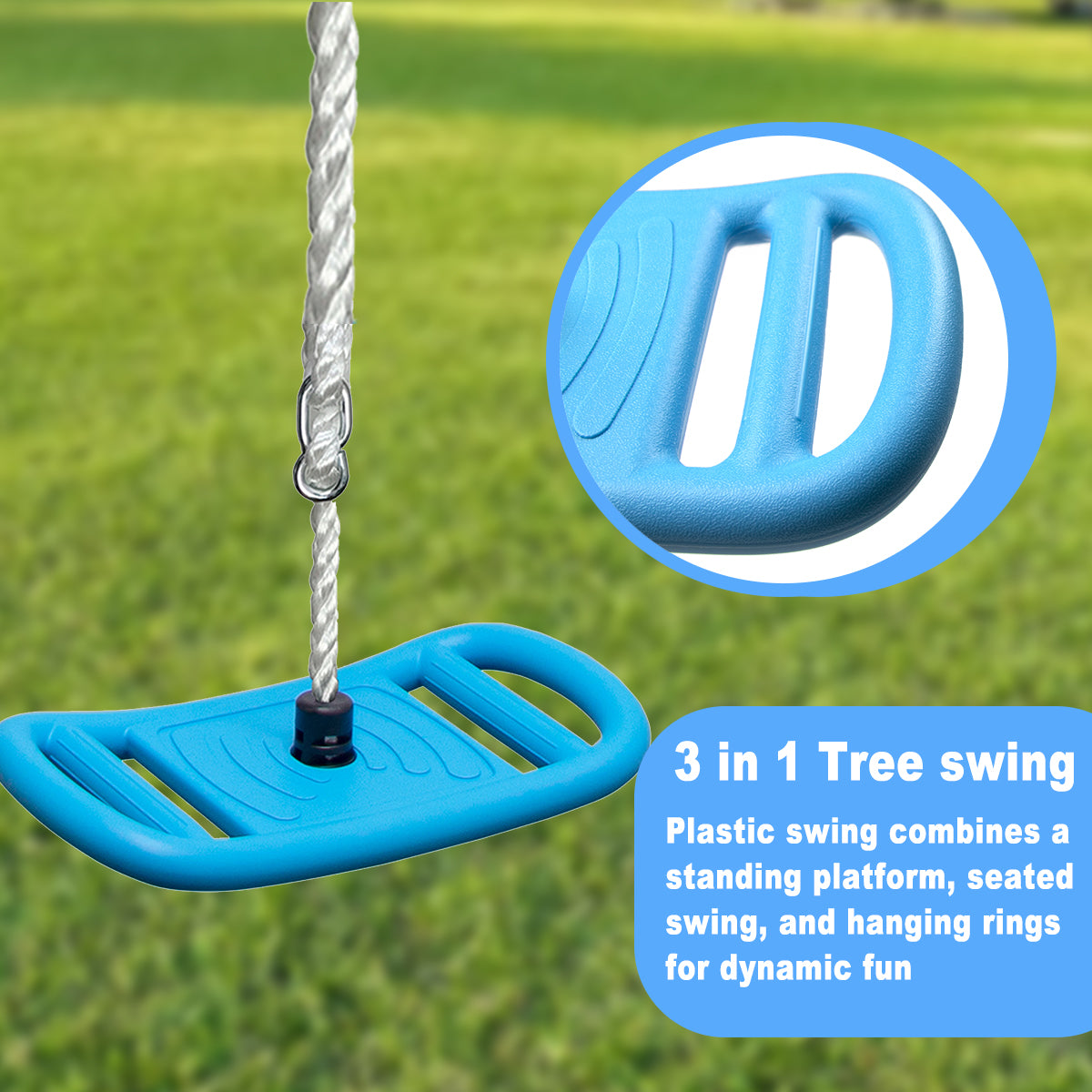 Rope Swing for kids, 3 in 1 kids Swing Monkey Bar for Backyard, Blue