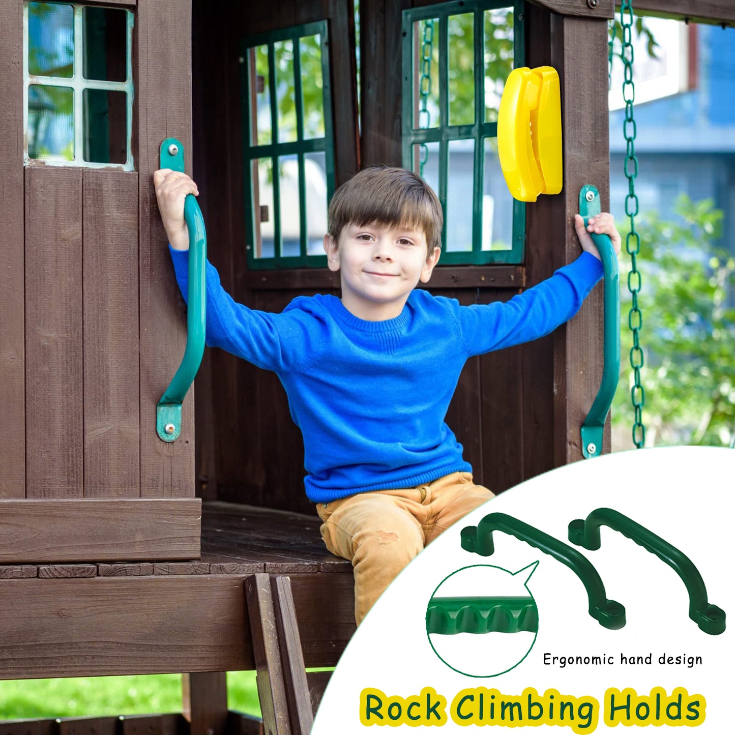 Celawork Ninja 6.6 ft Climbing Rope Ladder for Kids+ 12 Pcs Tree Climbing Rocks with 6 Ratchets, Climbing Hold for Kids Outdoor, Playground Swing Set  for Indoor Play Set and Outdoor Tree House