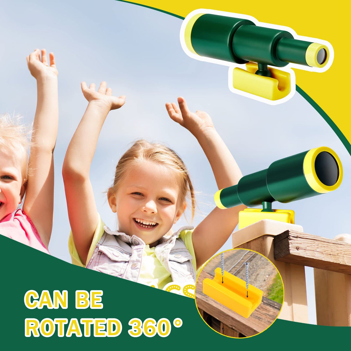 Celawork Playground Accessories for Kids with Pirate Telescope, Telephone and Steering Wheel