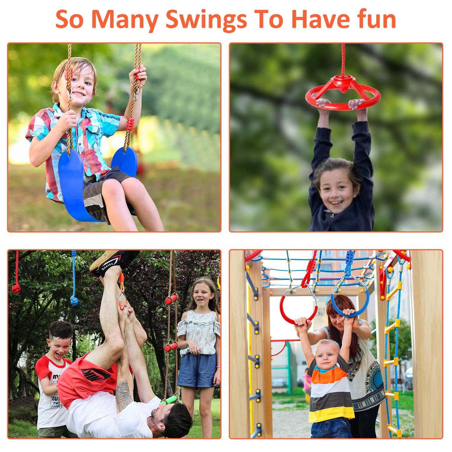 Celawork Ninja Warrior Obstacle Course for Kids, Playground and Backyard Swing Set Accessories, Setup on Trees or Posts with Monkey Line