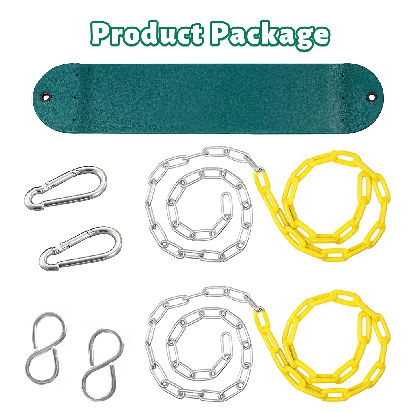 2pcs Heavy Duty Swing Seat Outdoor Child Eva Soft Board U-Swing Garden Swing, with Adjustable Metal Chains to 60", Capacity up to 660lbs/300kg, for Children and Adults