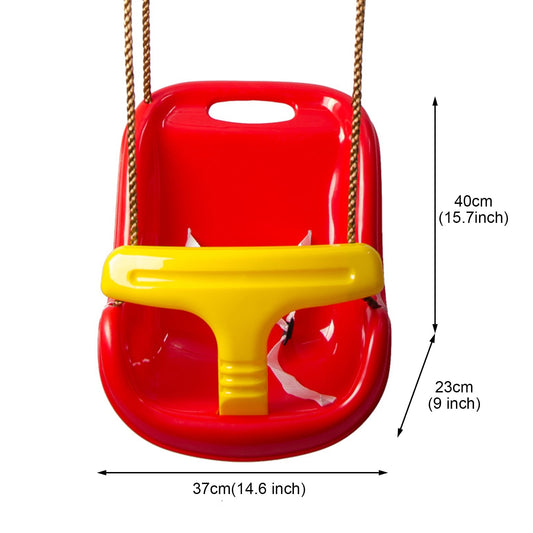 Celawork 2-in-1 Secure Swing with High Back and T-Bar, Red Baby Swing for Outside with Adjustable Straps, Outdoor Swing for Baby Infant and Toddlers Ages from 9 Months