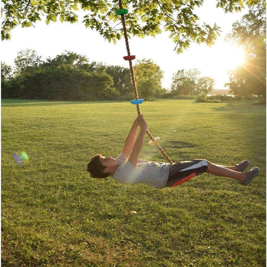 Celawork 2-Pack Kids Swing Set, Green Heavy Duty Swing Seat+ Red Climbing Ropes Tree Swing with Platforms, Playground and Backyard Swing Set Accessories with Strap and Snap Hook