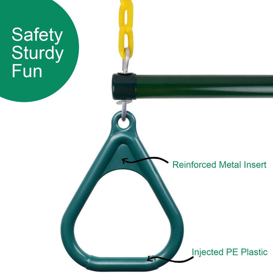 18" Trapeze Swing Bar Rings 48" Heavy Duty Chain Swing Set Accessories with Locking Carabiners Monkey Bars for Backyard, Playground