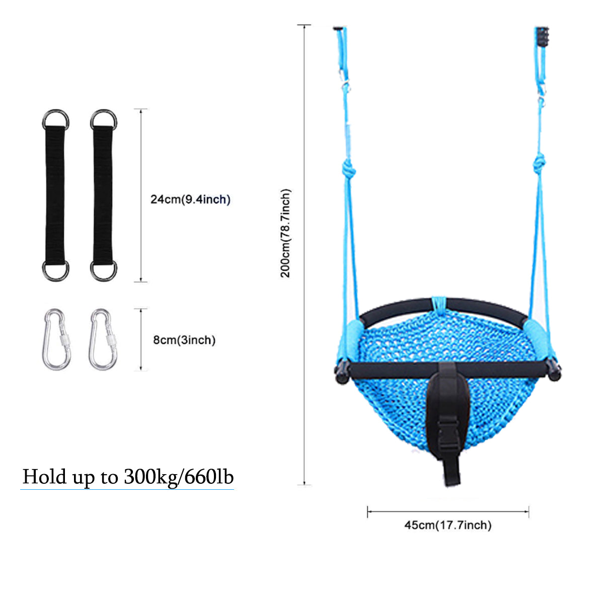 2 in1 Swing Seat Kids with Adjustable Ropes, Secure Children Swing Set for Outdoor and Indoor Toddler Swing Tree Swing Seat for Bakyard Playground,Home(Blue)