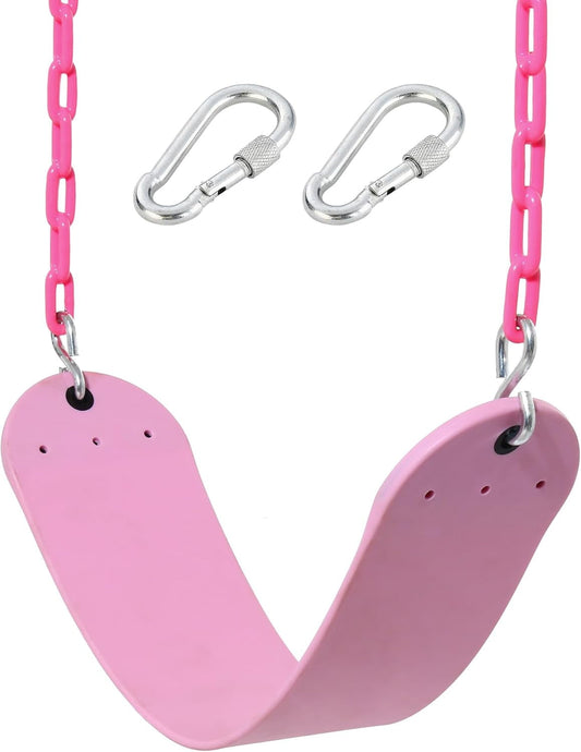 Celawork Heavy Duty Swing Seat, Outdoor Child EVA Soft Board U-Swing, with Adjustable Metal Chains to 60", Capacity Up to 660lbs/300kg, for Children and Adults Pink