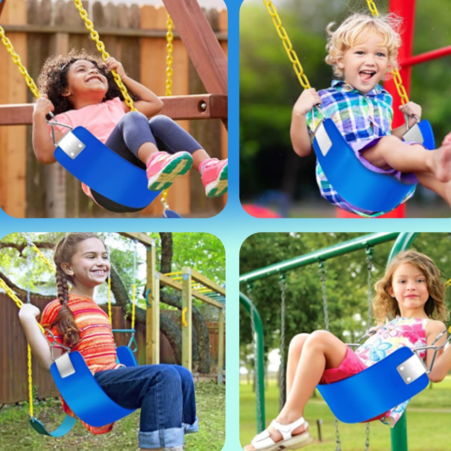 Celawork Heavy Duty Swing Seat, Outdoor Child Board U-Swing, for Children and Adults, Blue