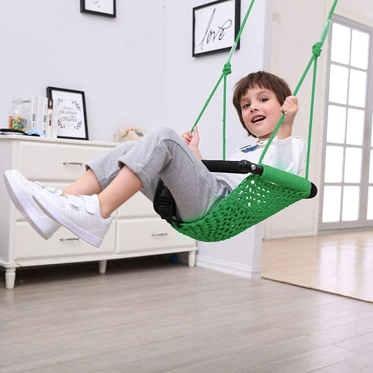 2 in1 Swing Seat Kids with Adjustable Ropes, Secure Children Swing Set for Outdoor and Indoor Toddler Swing Tree Swing Seat for Bakyard Playground, Home(Green)