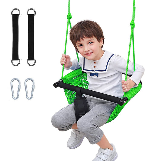 2 in1 Swing Seat Kids with Adjustable Ropes, Secure Children Swing Set for Outdoor and Indoor Toddler Swing Tree Swing Seat for Bakyard Playground, Home(Green)